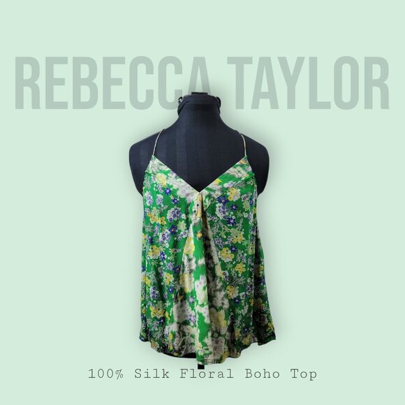 Rebecca Taylor 100% Silk Floral Cami Top | Size 6 |  Boho Festival Vibes - Picture 1 of 13
